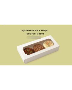 CAJA PARA 3 ALFAJORES BLANCA